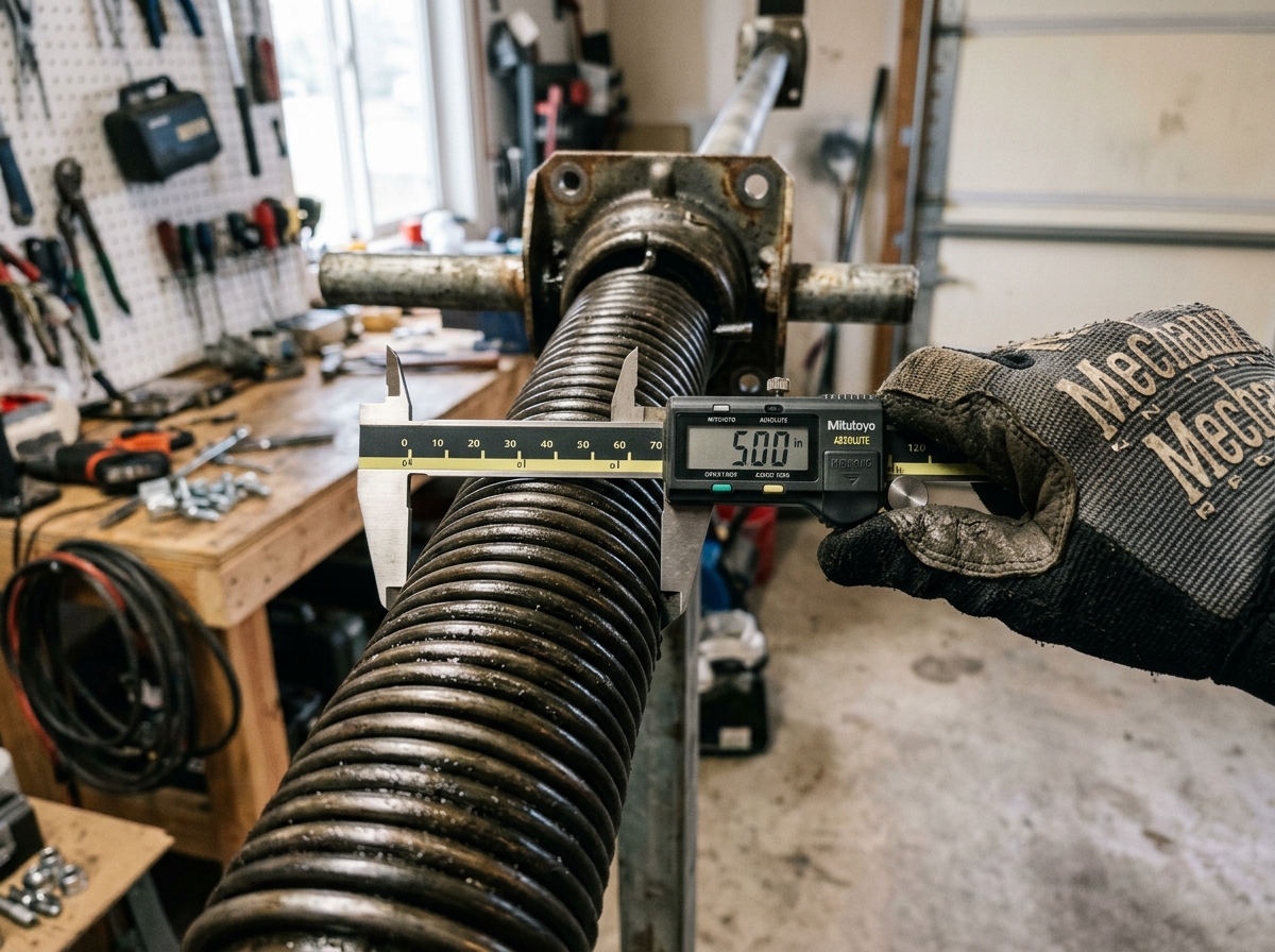 Precision mechanical service in Concord, CA: micrometric caliper measurement verifying DASMA 20-coil wire gauge